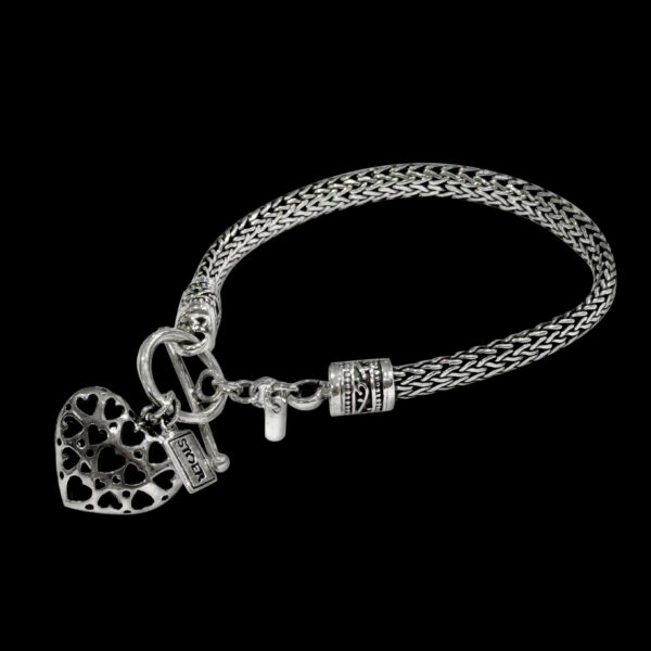 Zilveren armband bedel hart